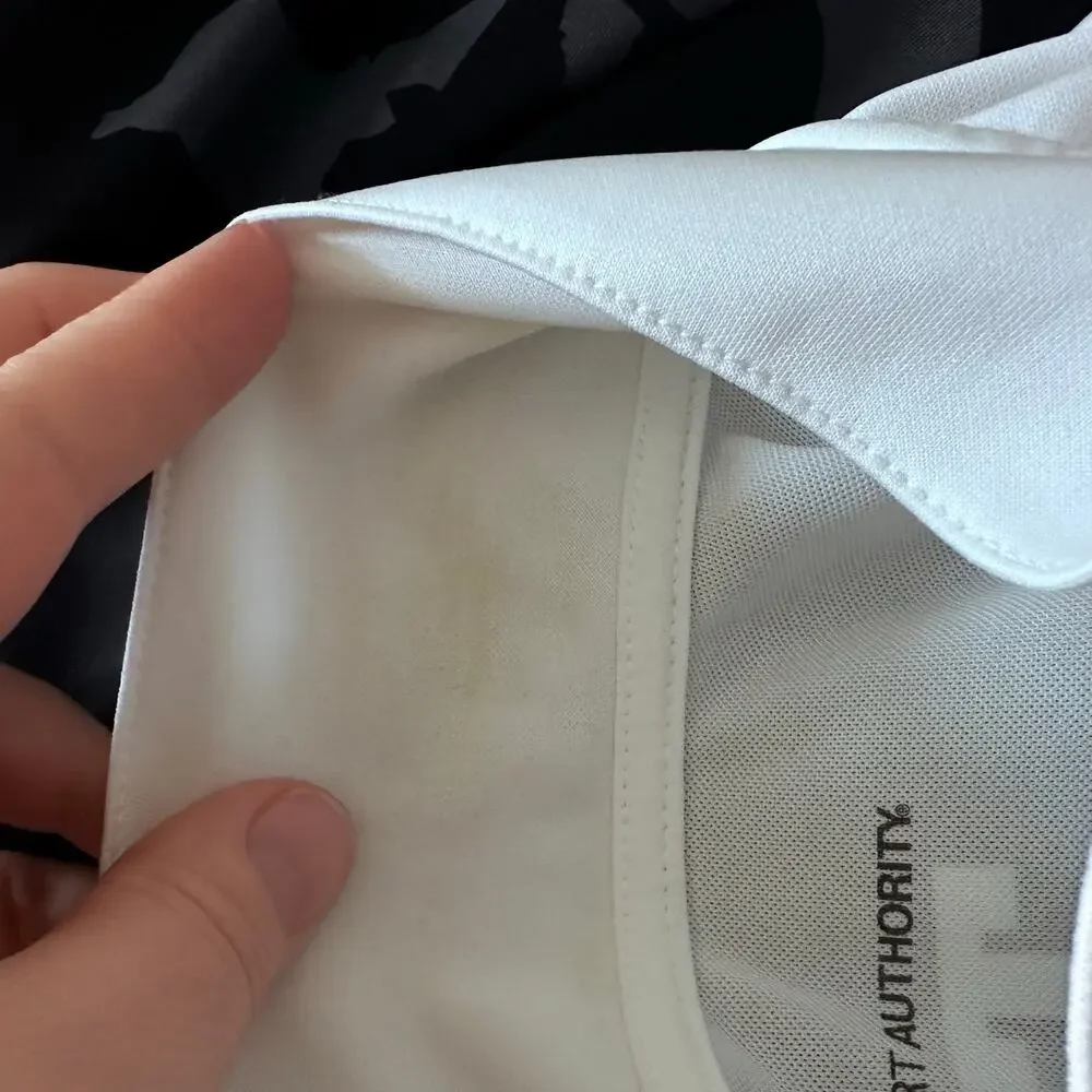 Port Authority White Youth L Golf Polo - Some Staining